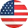 Circle icon of the United States flag with red and white stripes and white stars on a blue field.